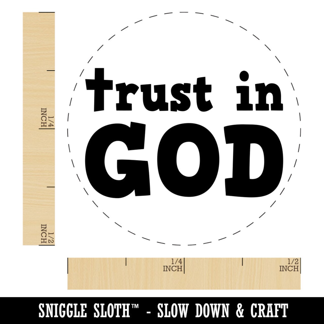 Trust in God Stylized with Cross Christian Rubber Stamp for Stamping Crafting Planners
